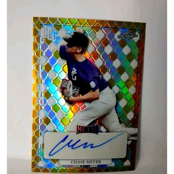 2022 Leaf Metal Perfect Game Chase Meyer Autograph Pre Production Proof 1/1 - Picture 2 of 6